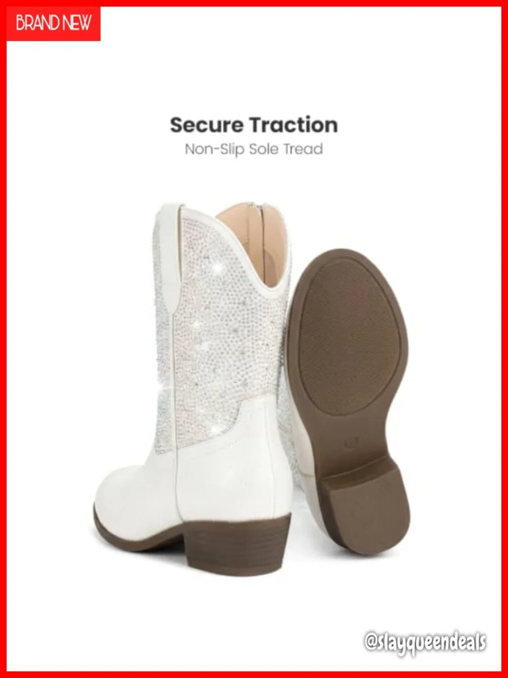 Rhinestone Girls Cowgirl Boots Side Zipper Faux Leather Western Party